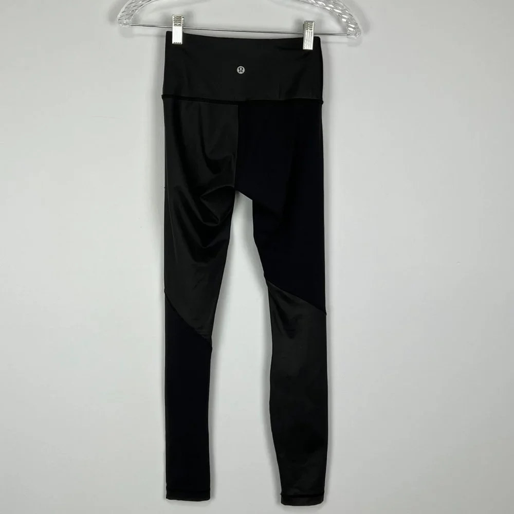 Lululemon Wunder Under High Rise Pants Cire Wrap Black Tights Leggings size 2